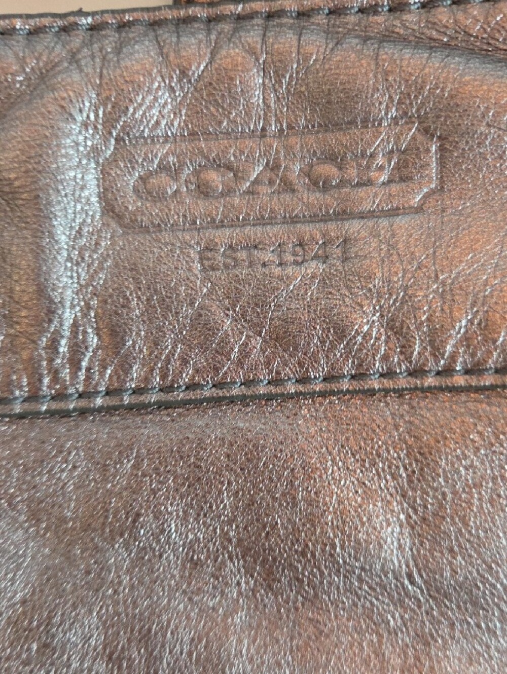 Coach Metallic Pewter Leather Shoulder Bag - Picture 11 of 11